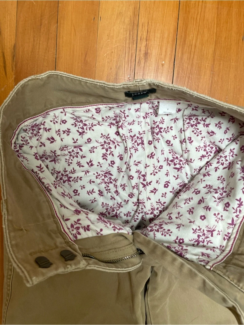 J Crew vintage flannel-lined khaki pants - size 2